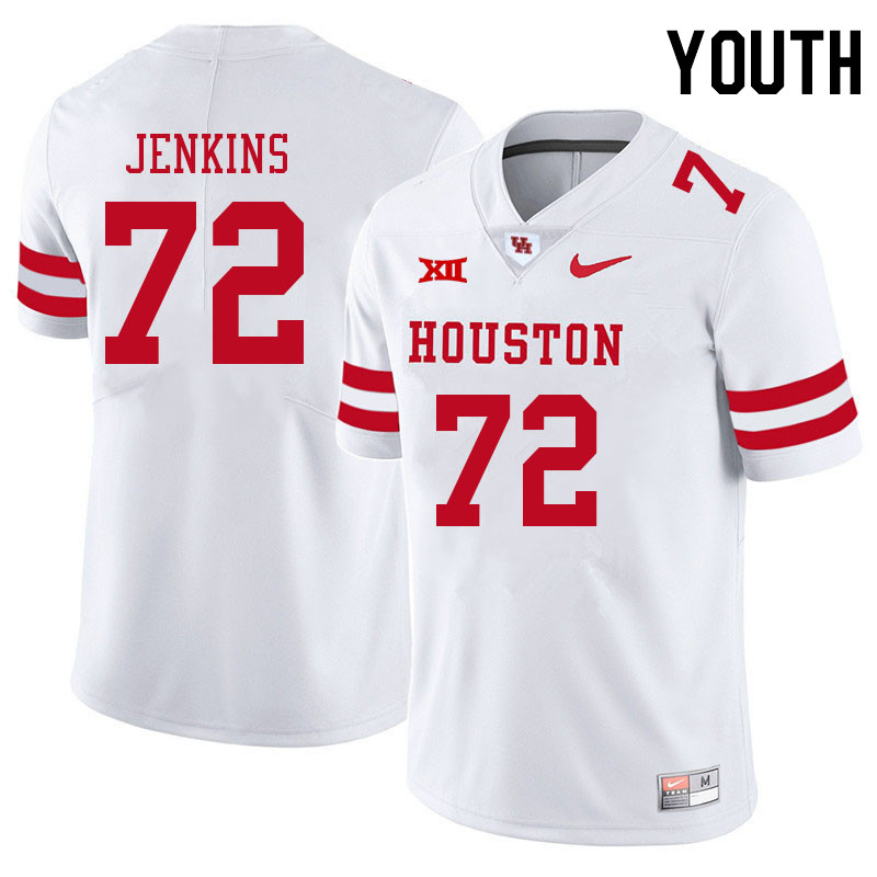 Youth #72 Tank Jenkins Houston Cougars College Big 12 Conference Football Jerseys Sale-White